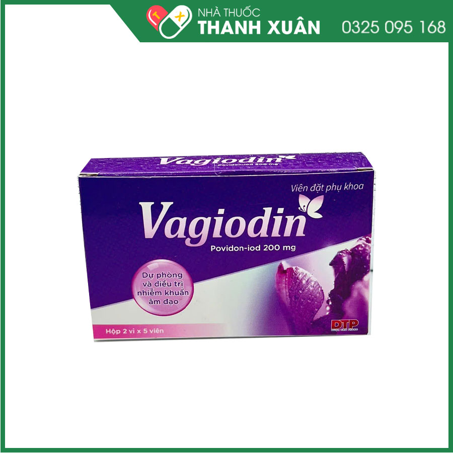 Viên đặt phụ khoa Vagiodin giảm nấm ngứa, huyết trắng, viêm cổ tử cung